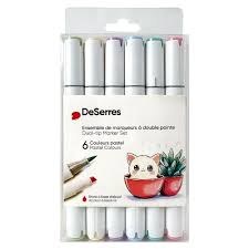 Deserres 6 Alcohol Markers Dual Tip Pastel Colors