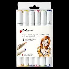 Deserres 6 Alcohol Markers Dual Tip Primary Colors