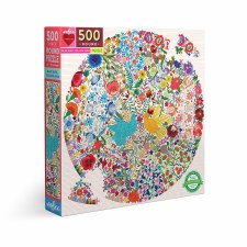 Eeboo 500 Piece Round Puzzle Blue Bird Yellow Bird