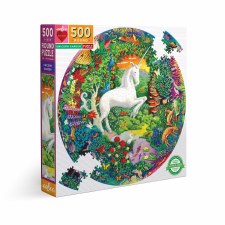 Eeboo 500 Piece Round Puzzle Unicorn Garden