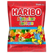 Haribo Alphabet Letters Gummi Candy Peg Bag