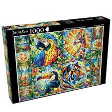 Jacarou Puzzles 1000pc Stained Glass Jungle