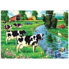 Cobble Hill 35pc Tray Cow Stream