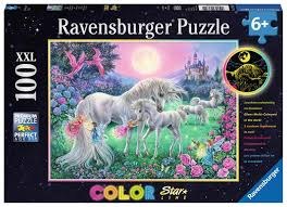 Ravensburger 100pc Xxl Glow Unicorns In The Moonlight
