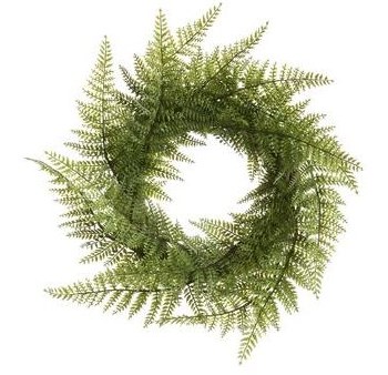 Leather Fern Wreath, 11&quot; - Green
