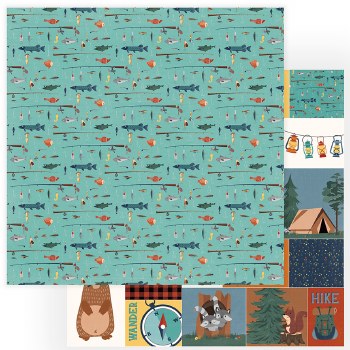 Camp Happy Bear 12x12 Paper- Gone Fishing