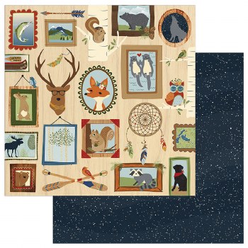 Campfire 12x12 Paper- Lodge Wall