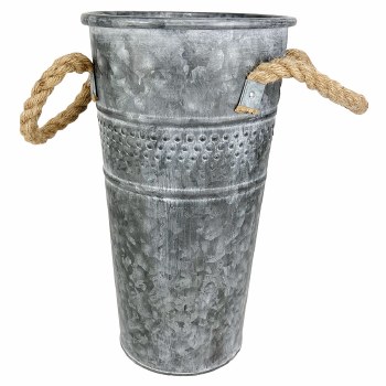 Galvanized Bucket with Jute Handles, 13&quot;