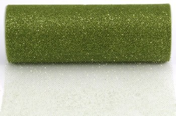 6&quot; Glitter Tulle Roll, 10 yards- Olive