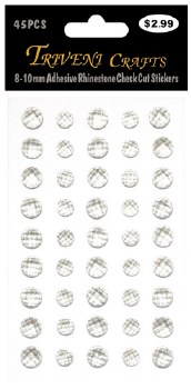 Adhesive Rhinestones, 8-10mm- Clear Check Cut