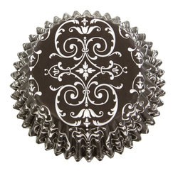 Baking Cups, 75ct- Black &amp; White Trellis