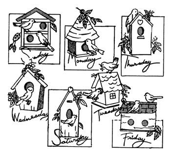 Aunt Martha's Iron On Transfers- Birdhouses #3922