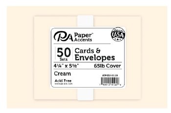 Blank Cards And Envelopes, 4.25&quot; x 5.50&quot; - Cream 50 Pk