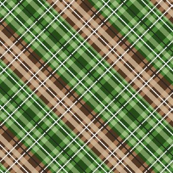 Cabin Welcome Bolted Flannel- Diagonal Plaid, Green