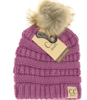 CC Baby Fur Pom Beanie - Lavender