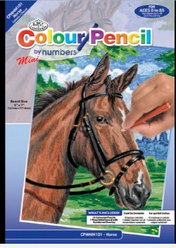 Color Pencil By Number Kit, 5&quot;x7&quot; - Horse