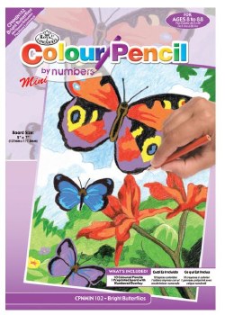 Color Pencil By Number, 5&quot;x7&quot; - Bright Butterflies