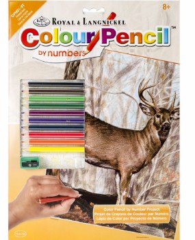 Color Pencil By Number Kit, 8.75&quot;x11.75&quot; - Whitetail Buck