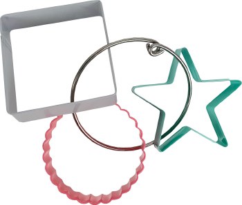 3 Piece Cookie Cutter Set: Star, Scallop, Circle, Square