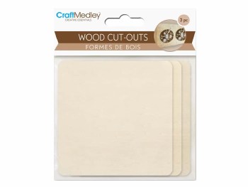 Multicraft Wood Cut-Outs 3.38&quot; Square - 3pcs