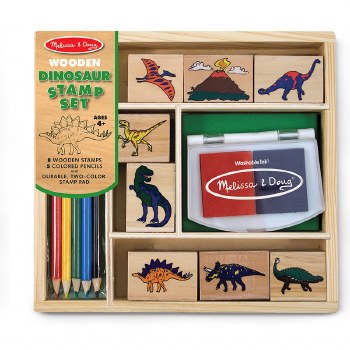 melissa & doug wooden dinosaur stamp set