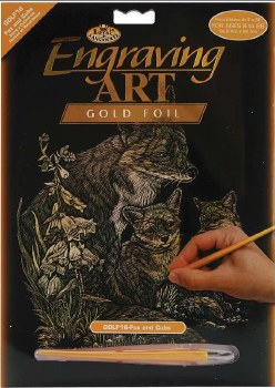 Engraving Art Foil Set- Gold Fox &amp; Cubs