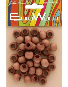 EuroWood Wood Round Beads, 12 mm x 9.8 mm 40 ct - Light brown