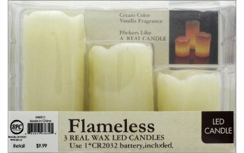 3pc. Flameless LED Candles - Ivory