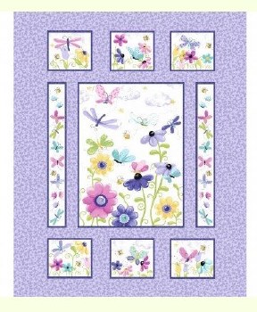Fabric Panel - Flutter The Butterfly, Lilac