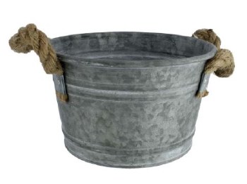 Galvanized Bucket With Rope Handles - 7.75&quot;