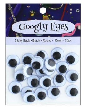 Googly Eyes Sticky Back 25 pc, 5/8&quot; Round - Black