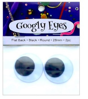 Googly Eyes 2 pc, 1 1/8&quot; Round - Black
