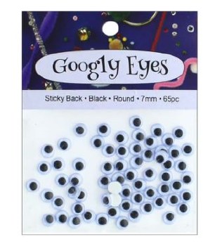 Googly Eyes Sticky 65 pc,  9/32&quot;  Round - Black