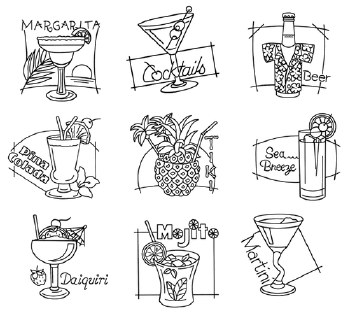 Aunt Martha's Iron On Transfers- Happy Hour #4012