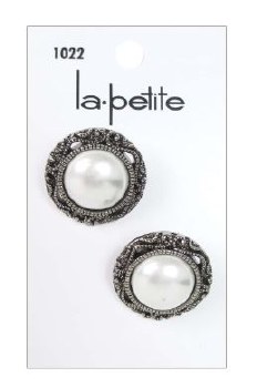 Lapetite Buttons, 7/8&quot; - Antique Silver Pearl