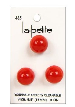 Lapetite Buttons, 5/8&quot; - Red