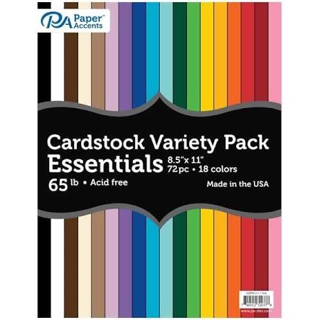 Paper Accents Variety Pack 8.5x11 72pc 65lb Essential Cardstock