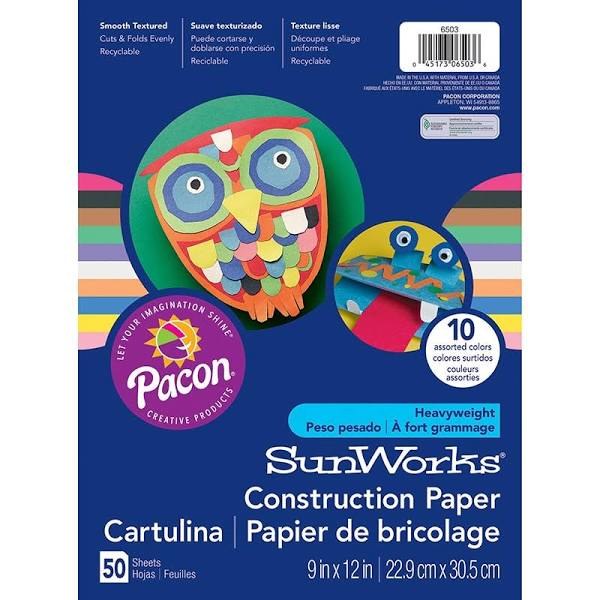 Sunworks Heavyweight Construction Paper, Holiday Red, 9 x12 - 50 sheets