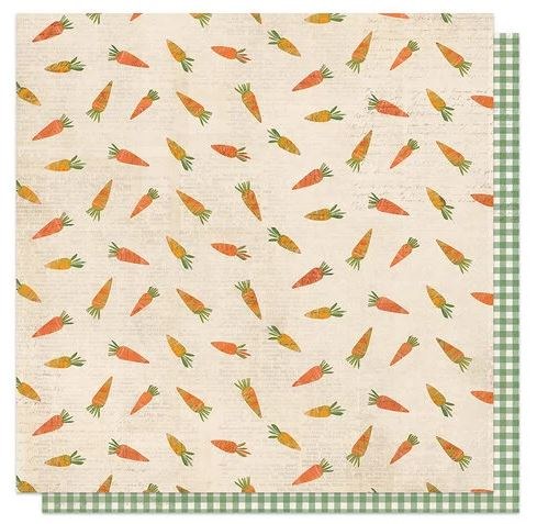 Photoplay - Bunnies and Blooms Collection - 12 x 12 Double Sided Paper - Spring Carrots