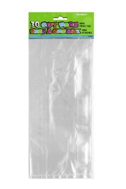 Unique Plastic Cellophane Bags, Clear - 30 count