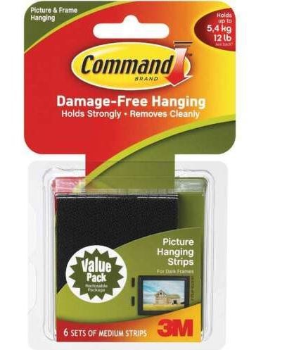 Command Large Picture Hanging Strips, Black - 4 count