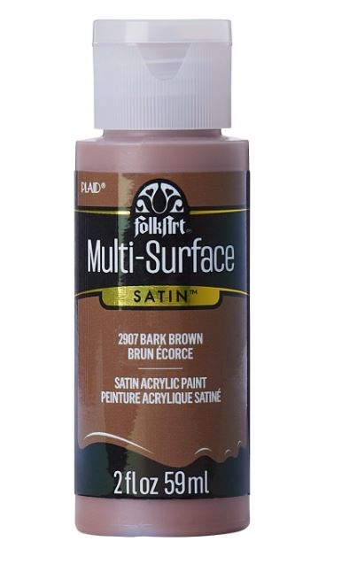 FolkArt Multi-Surface Satin Bark Brown Acrylic Paint, 2 fl. oz.