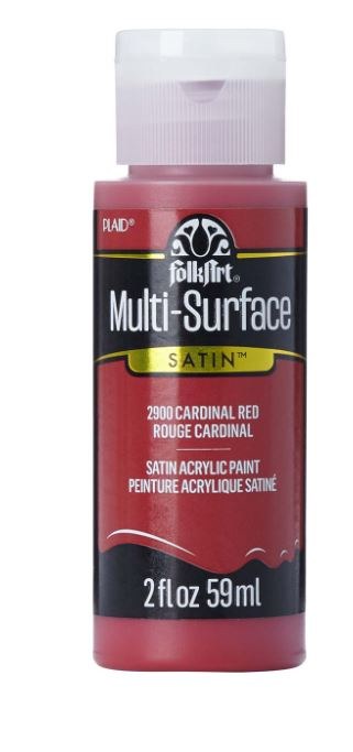 FolkArt Multi-Surface Satin Cardinal Red Acrylic Paint, 2 fl. oz.
