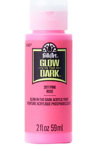 Plaid FolkArt Glow In The Dark Acrylic Paint - Pink, 2 oz, Bottle