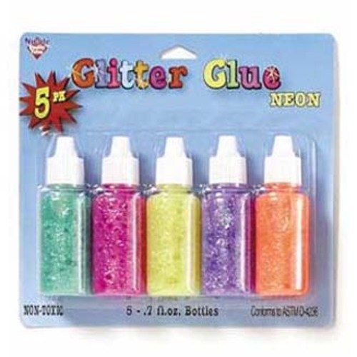 Art Glitter Glue Neon 5 pack 2.98 fl oz each bottle New with reclosable lid  New!