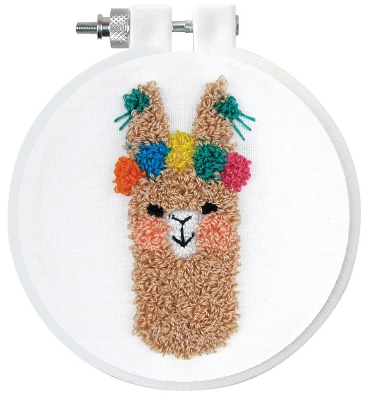 Punch Needle Kit w/ Hoop, 3.5- Floral Llama - Crafts Direct