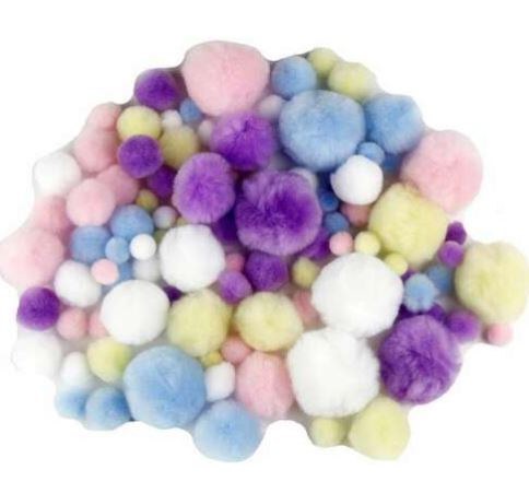 Glitter Pom Poms PK100 Assorted  Bulk buy for wholesale pricing!