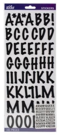 Sticko Alphabet Stickers Black Marker