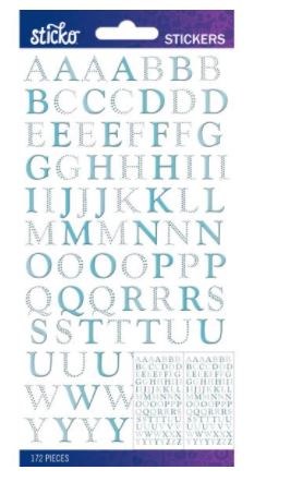 Sticko Alphabet Stickers - Light Blue Foil Goudy - Crafts Direct