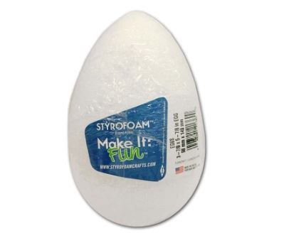 Styrofoam Ostrich Egg, 5 7/8